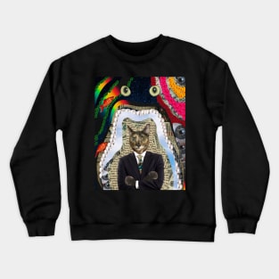 gato jefe collage de arte  digital Crewneck Sweatshirt